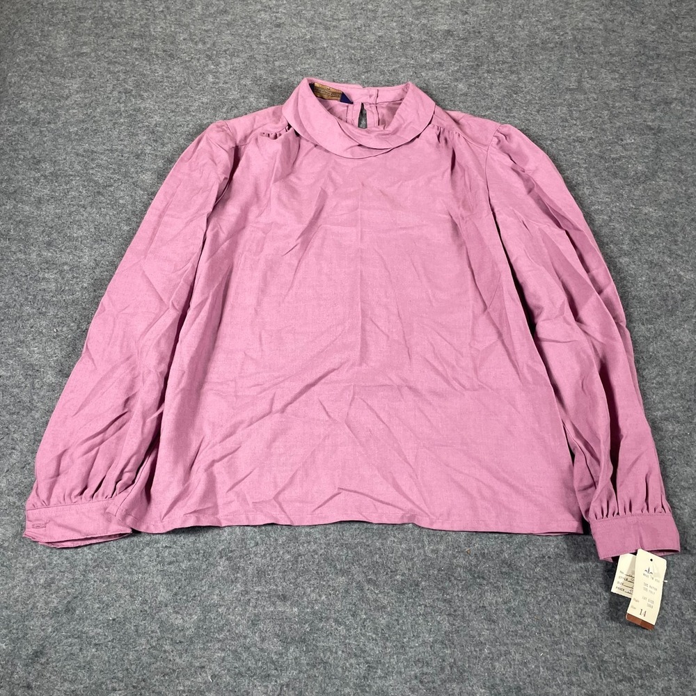 VTG Herman Geist Top Womens 14 Purple Long Sleeve Pullover Rayon Blend Comfort